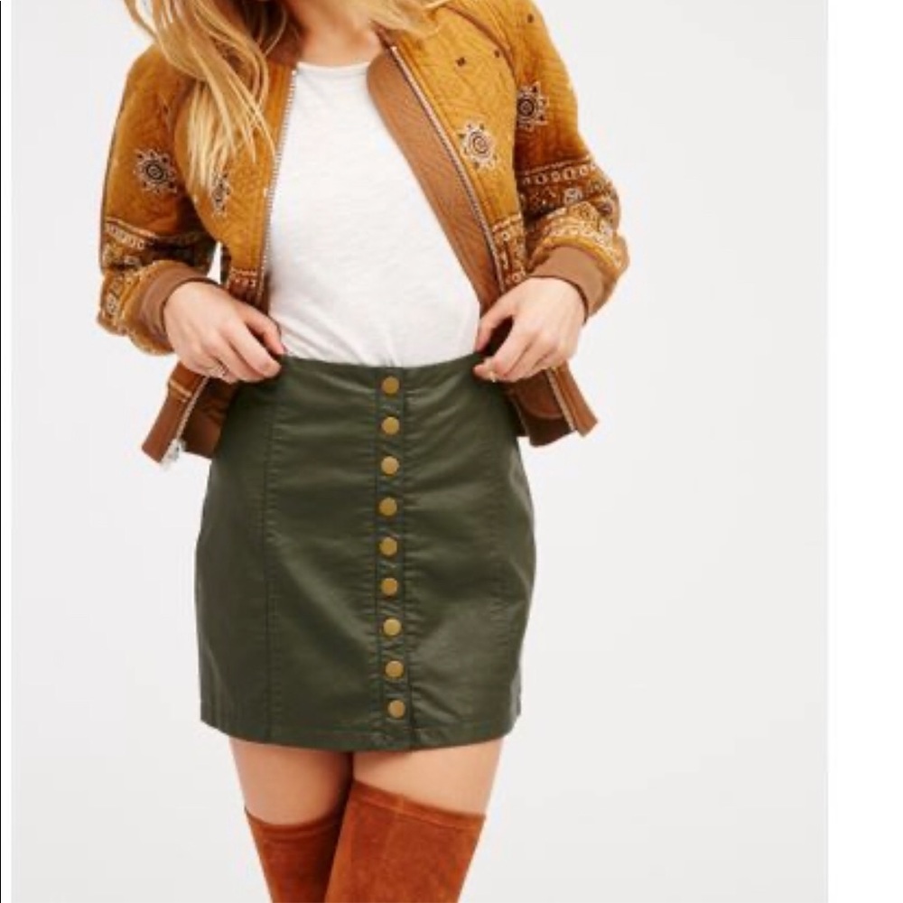 Free People Faux Leather Button-down Skirt